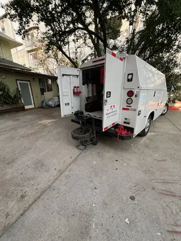 Magnet Plumbing service vehicle on-site for Slab Leak Repair in Echo Park